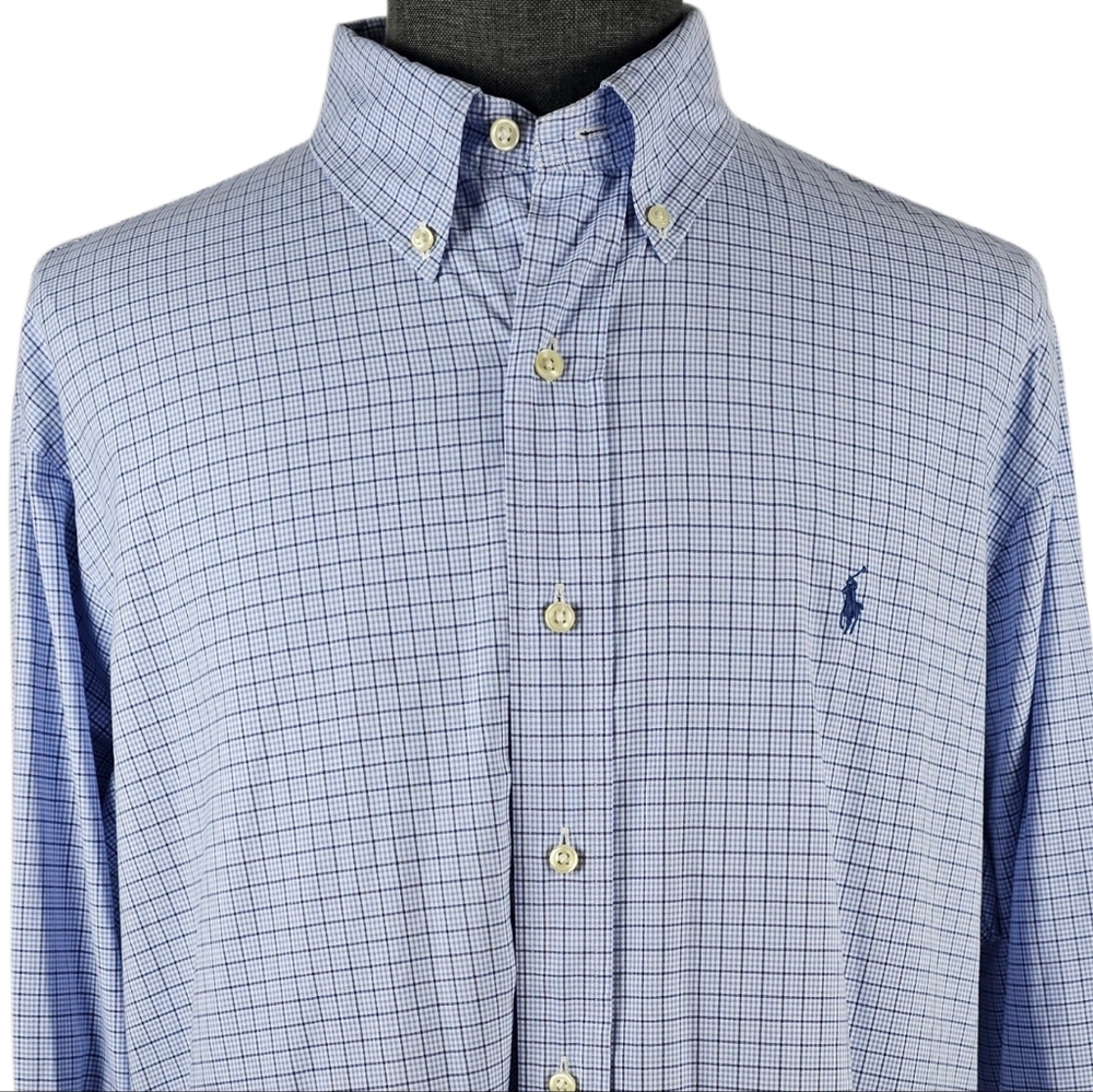 Polo Ralph Lauren Custom Fit Men's Plaid Long Sleeve Button Down Pony Size XXL